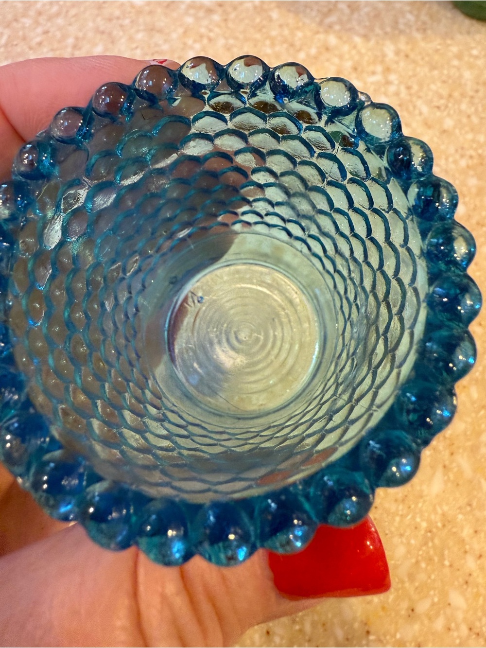 Vintage Blue Hobnail Glass votive tea light candle holder - Picture 7 of 8